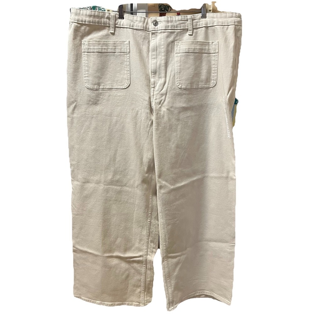 Free Assembly Ivory Wide Leg Patch Pocket Jeans Women's 22W Bone Color